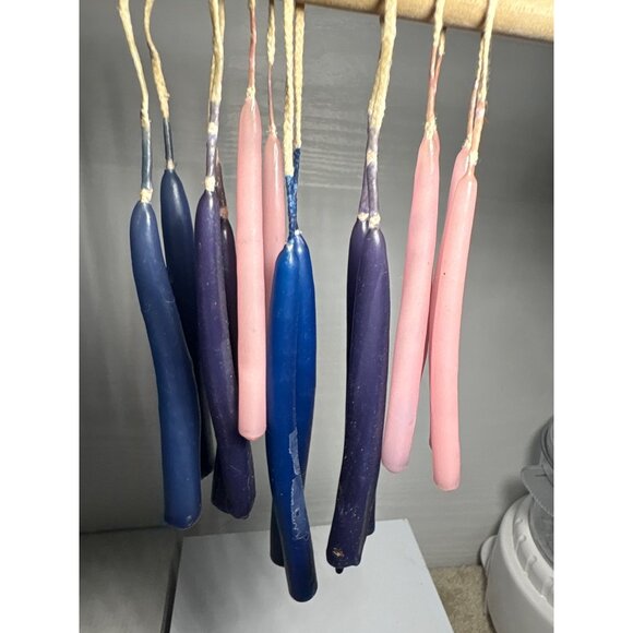 Hand Dipped Tapered Candles Blue Purple & Pink 4" Cotton Wicks 14 Candles - Picture 2 of 4